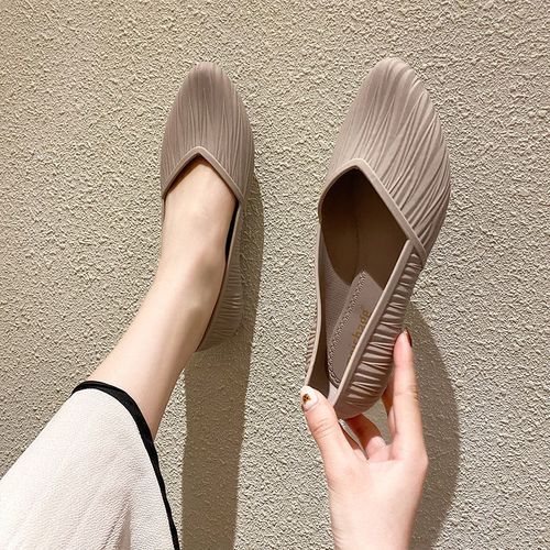 Sandals Waterproof Rain Boots Low-top Gelatin Jelly Shoes Non-slip Apricot