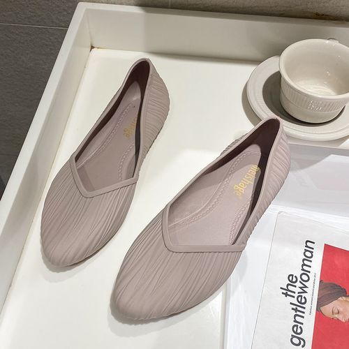Sandals Waterproof Rain Boots Low-top Gelatin Jelly Shoes Non-slip Apricot
