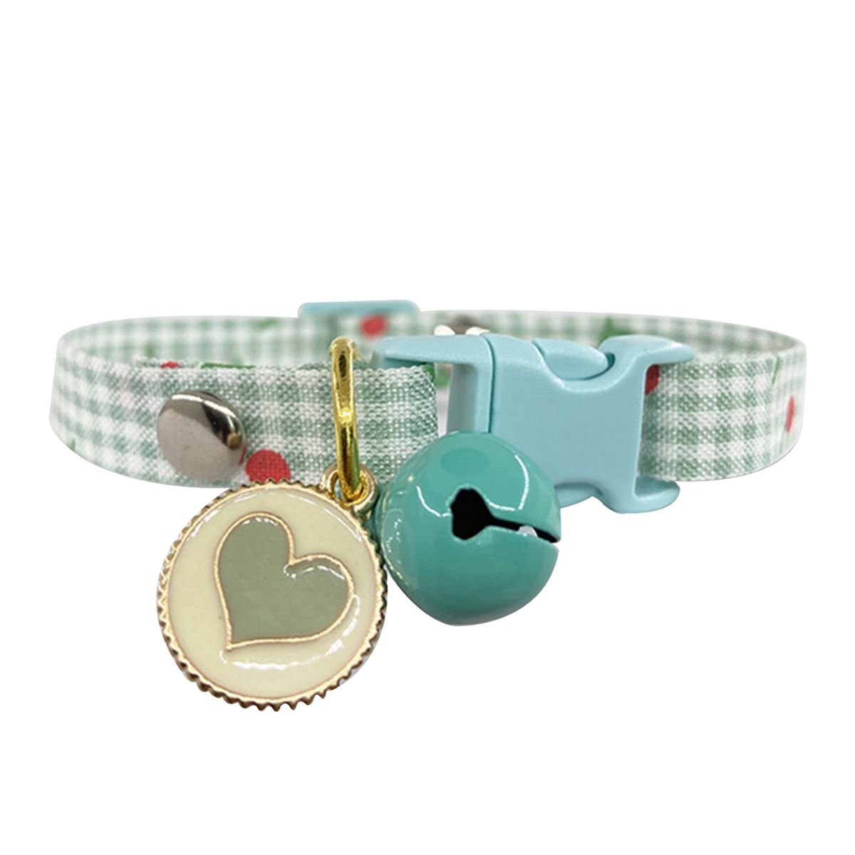 Cat Necklace Soft Webbing Puppy Necklace With Bell Green