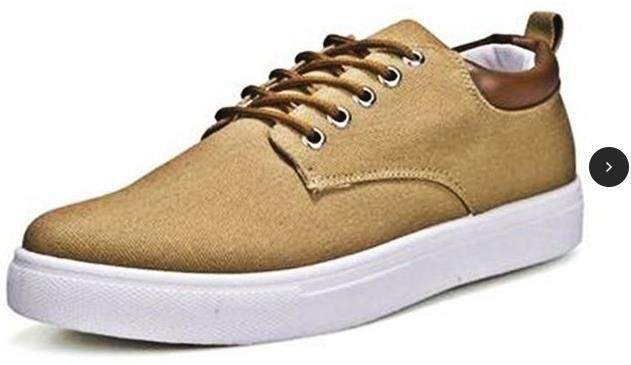 Solid Color Men's Breathable Lace-up Canvas Sneakers - Khaki