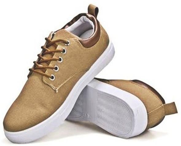 Solid Color Men's Breathable Lace-up Canvas Sneakers - Khaki