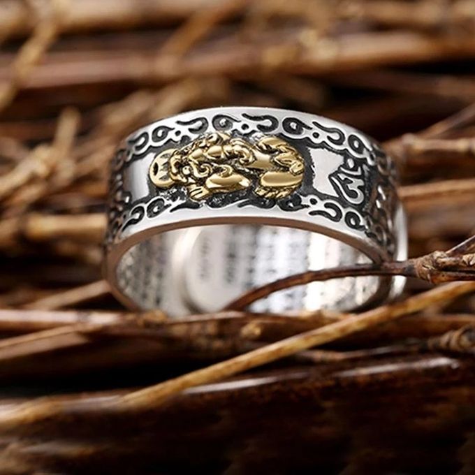 Buddhist Jewelry Men's Ring Pixiu Feng Shui Good Luck Adjustable Rings