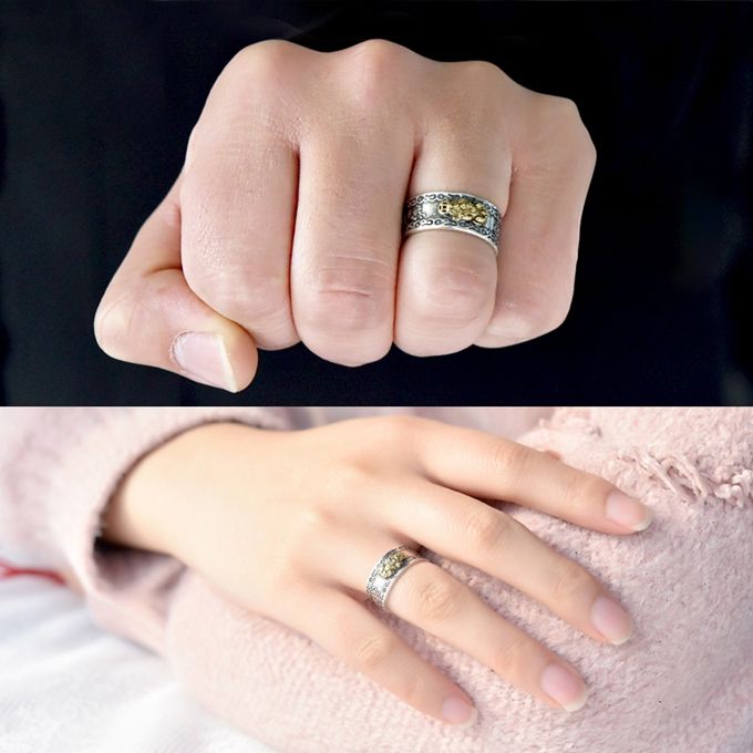Buddhist Jewelry Men's Ring Pixiu Feng Shui Good Luck Adjustable Rings