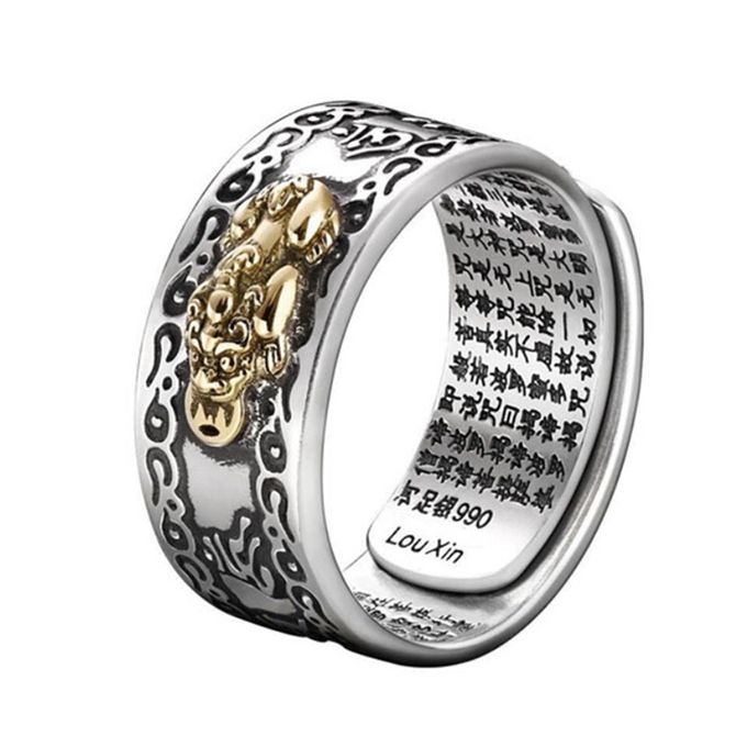 Buddhist Jewelry Men's Ring Pixiu Feng Shui Good Luck Adjustable Rings