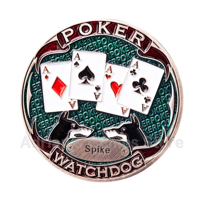 Watch Dog Dealer Button Royal Flush Brass Playing Cards Guard Raise Call Check All In Press