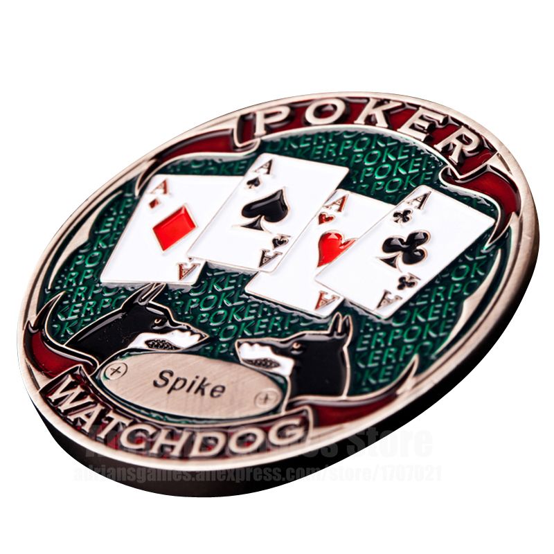 Watch Dog Dealer Button Royal Flush Brass Playing Cards Guard Raise Call Check All In Press