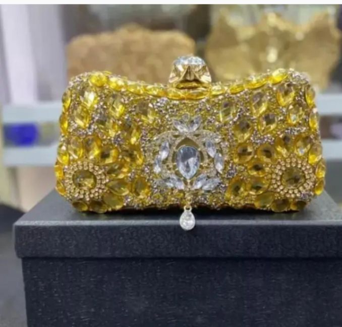 High Quality Sizeable Bridal Clutch Purse - Gold