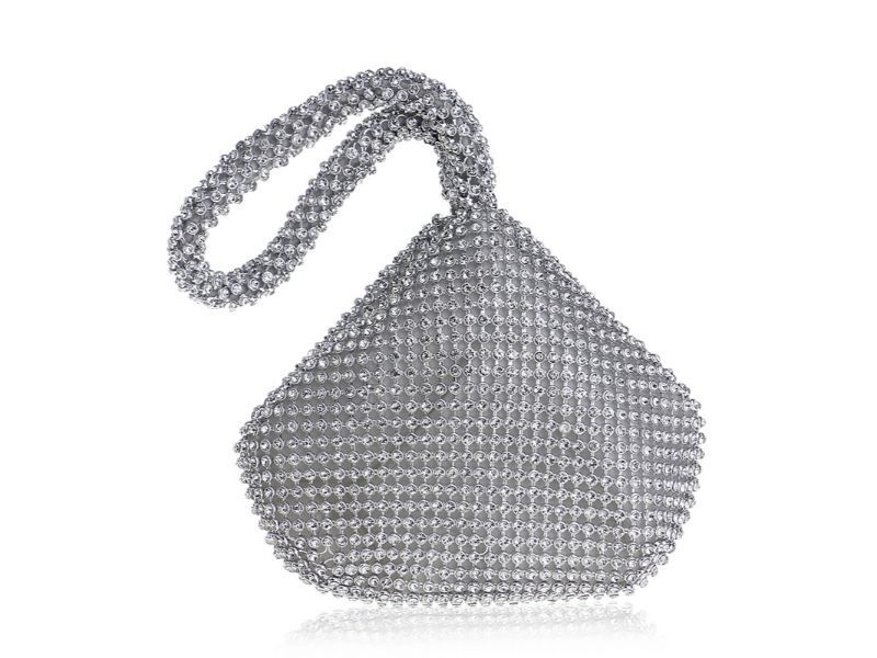 Rhinestone Clutch Bag - Silver