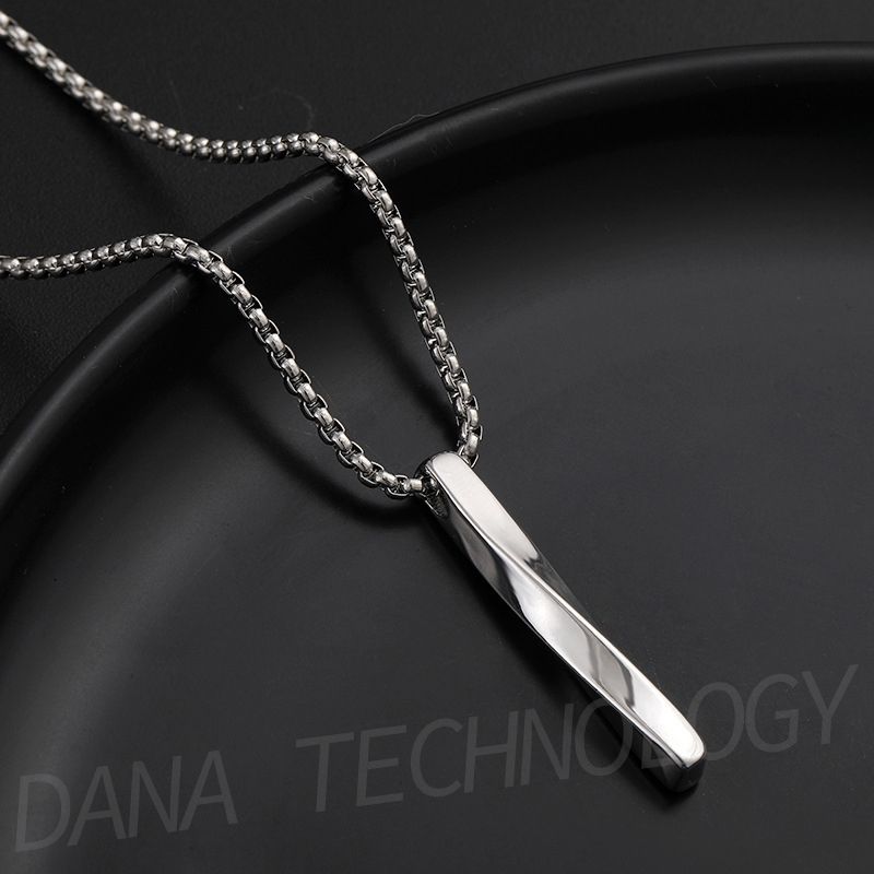N006 Simple Vintage Geometry Strip Necklace-Silver-like