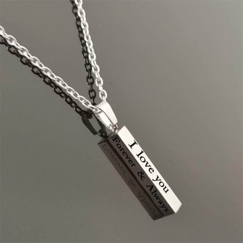 2Pcs/Set "I Love You Forever&Always "Couple Pendants Necklace For Lovers Valentines