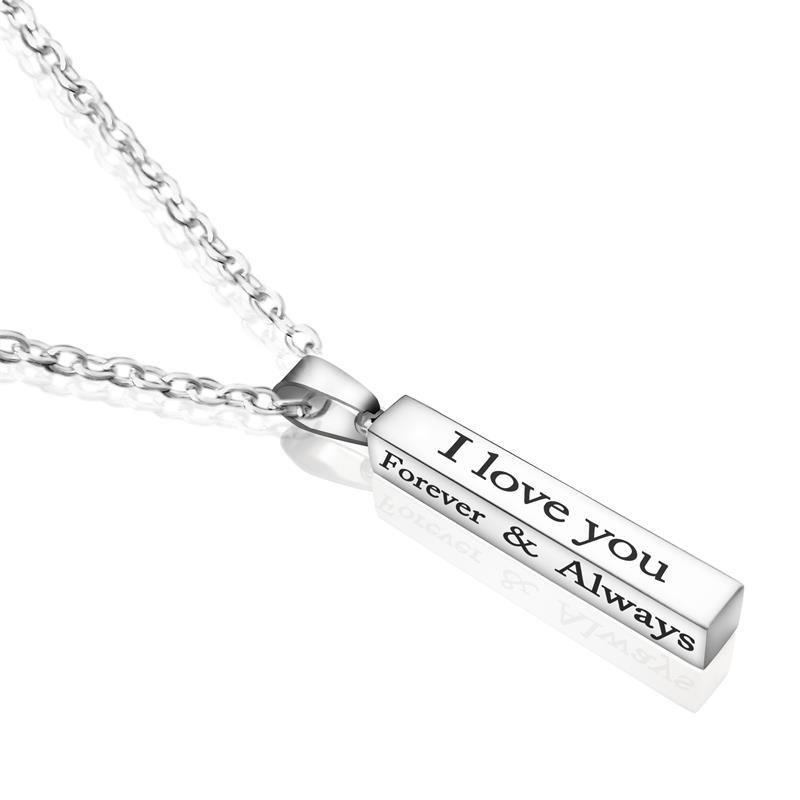 2Pcs/Set "I Love You Forever&Always "Couple Pendants Necklace For Lovers Valentines