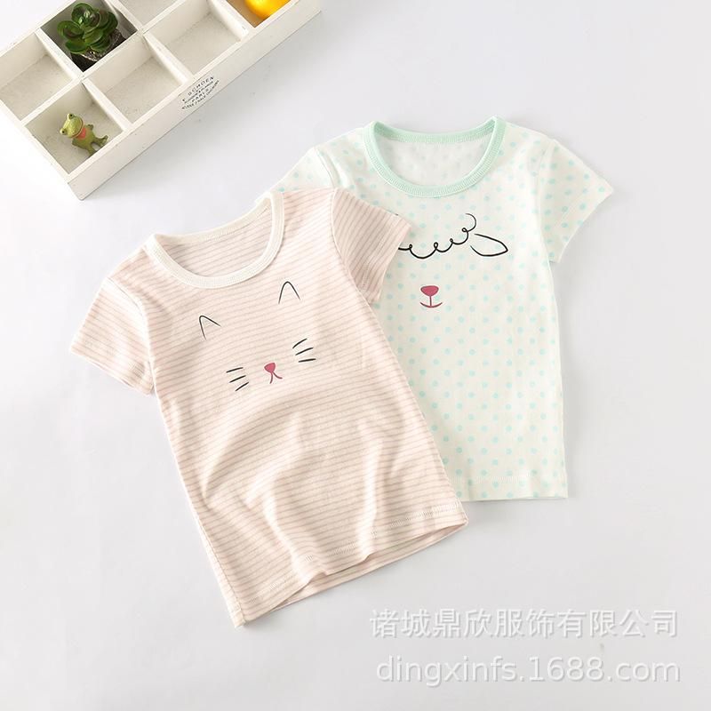 Summer Thread Children's Clothing Boys And Girls Baby Half Sleeve Pure Cotton Short Sleeve