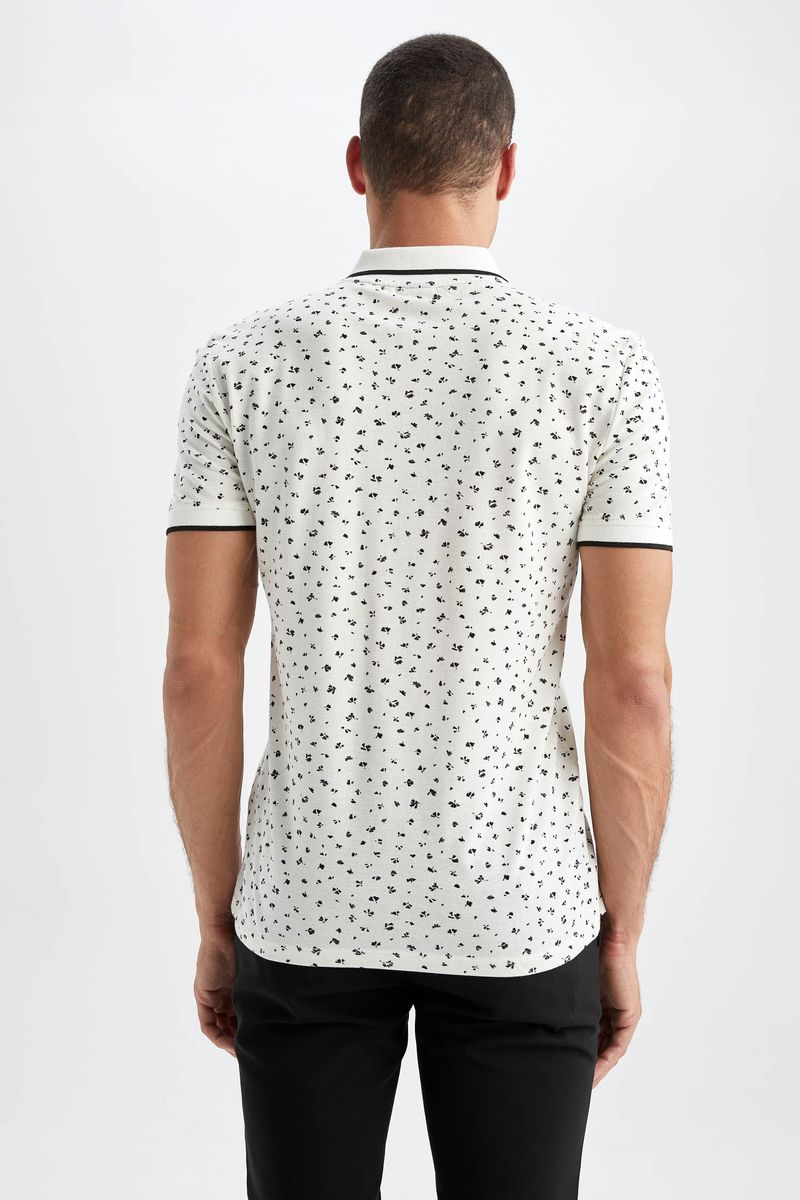 Man Smart Casual Slim Fit Short Sleeve Knitted Polo T-Shirt - White