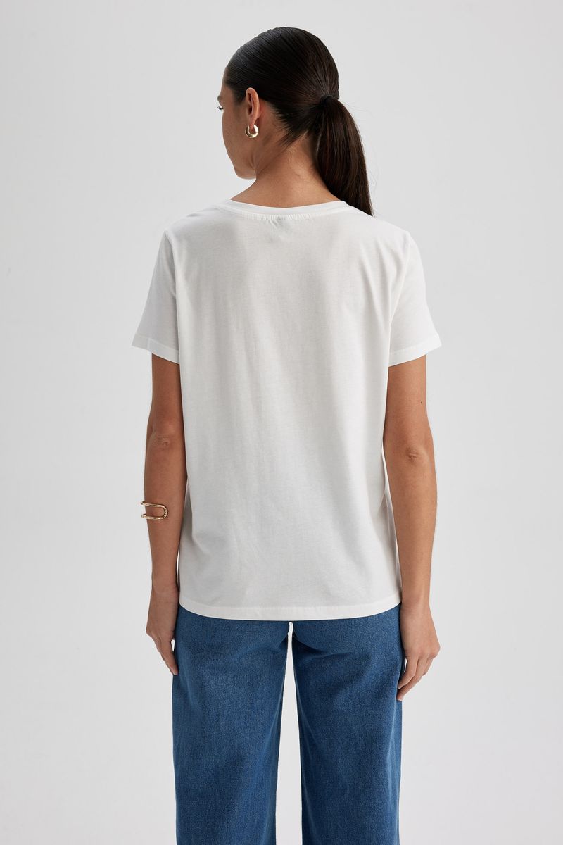 Woman Core Regular Fit Crew Neck Knitted Short Sleeve T-Shirt - Ecru