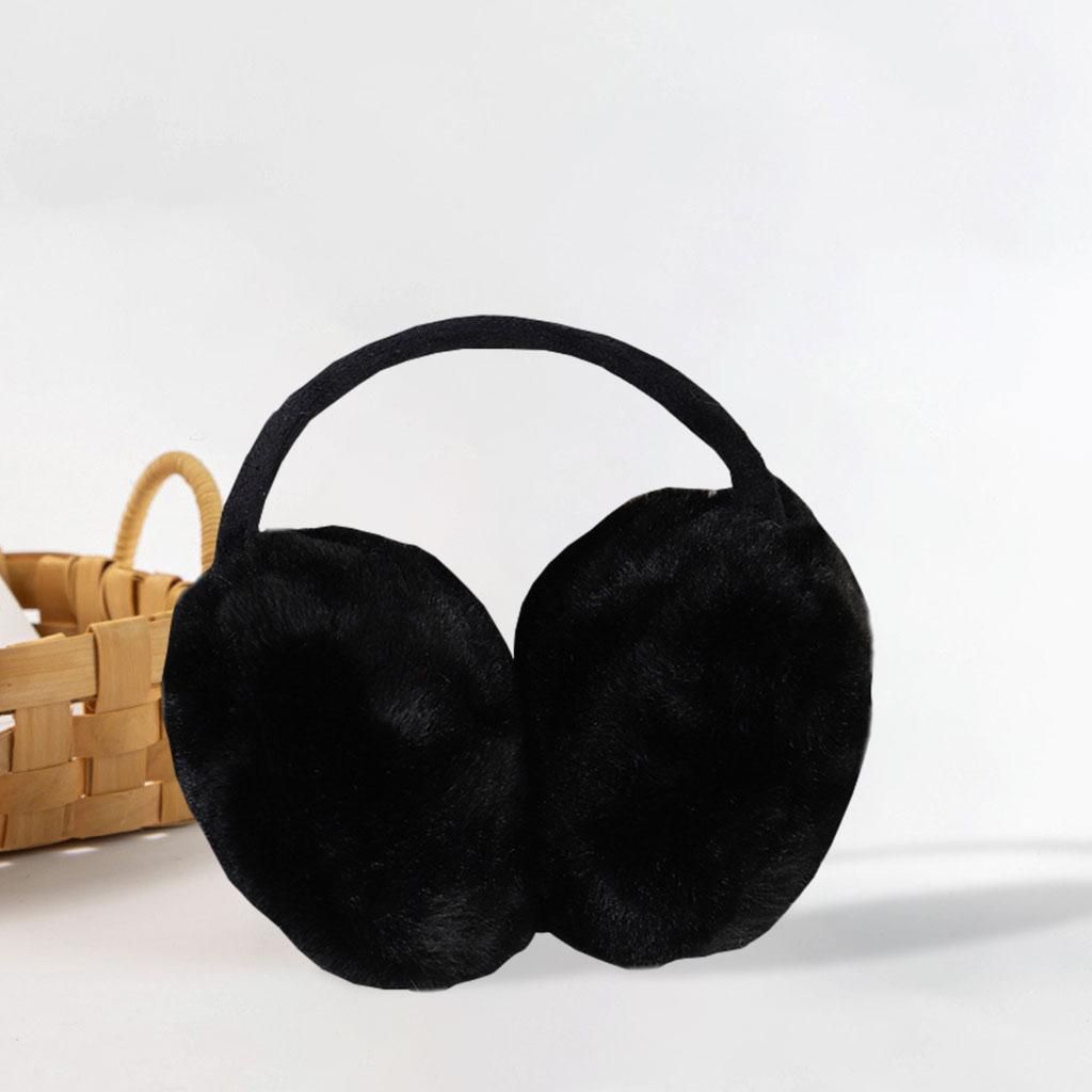Girls Winter Warm Behind Head Warmer Faux  Plush Earmuffs Black