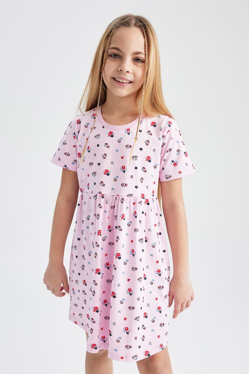 Girl Casual Knitted Dress - Pink