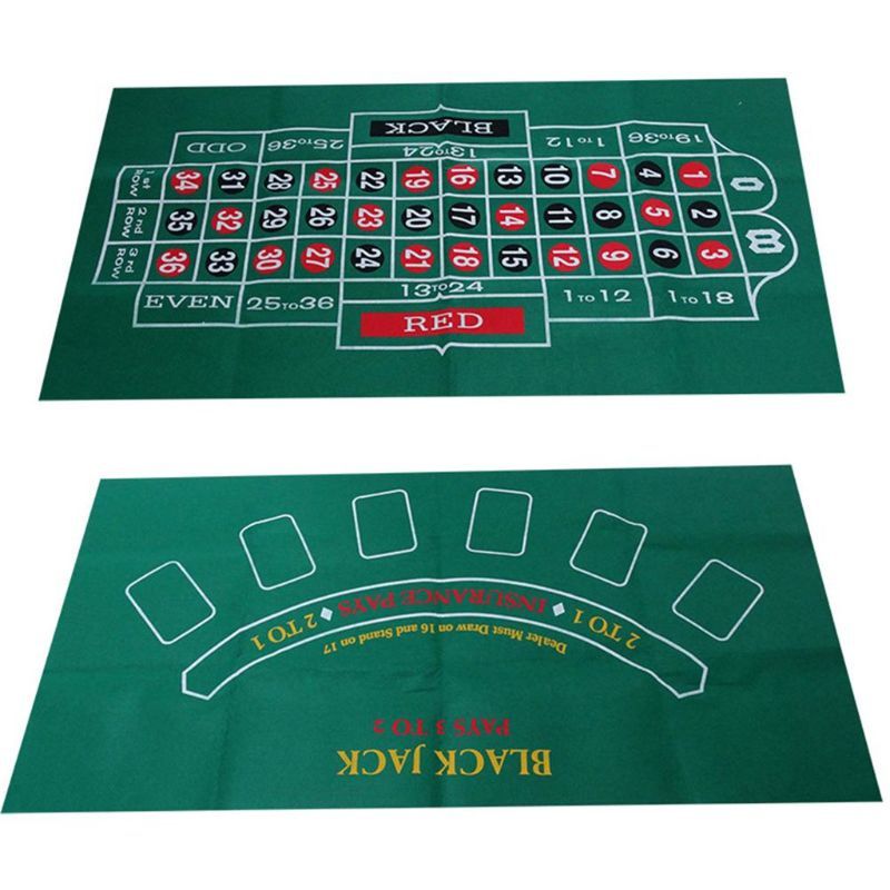 Double-sided Game Tablecloth Roulette & Blackjack Table Mat B36F