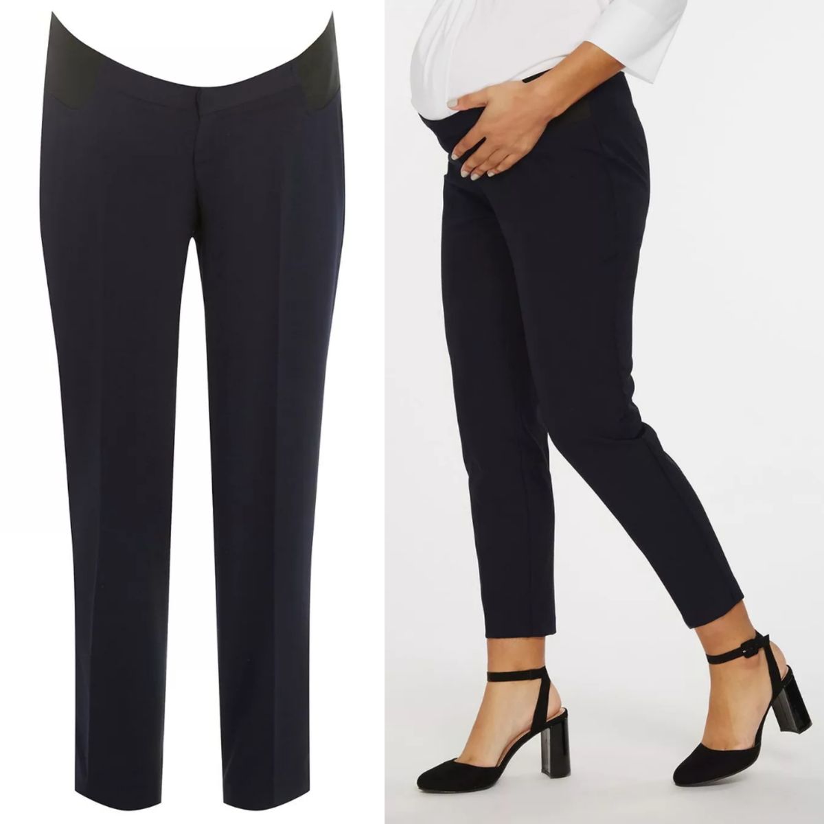 Slim Leg Underbump Maternity Navy Blue Maternity Trousers