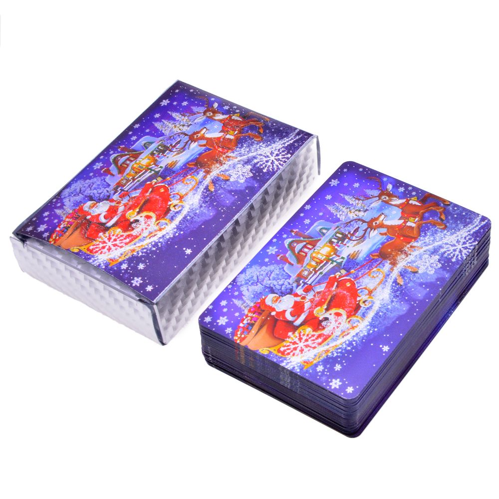 Foil Christmas Style Plastic Playing Cards Waterproof Cards Good Price Board Game Silver