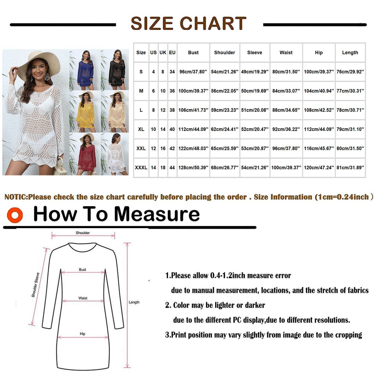 (White)Sexy Women's Bathing Suit Cover Up Crochet Lace Bikini Bathing Suit Swimsuit Smock Knitting Swimwear Mesh Beach Dress Tunic Robe SMA