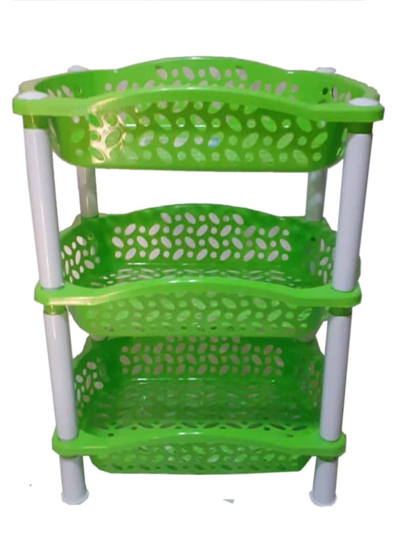 Baby Bath Set - 7pcs + 3 Tiers Plastic Trolley -Lemon Green