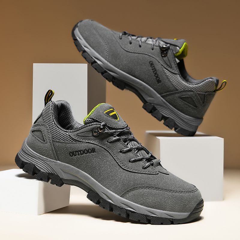 New Arrival Hiking Shoes Men Sneakers EUR Size 39-49 Outdoor Mountain Climbing Shoes High Quality Male Sport Trekking Sneakers Suede Leather Combat Desert Training Shoes Wear-resistant Work Sneakers Grey