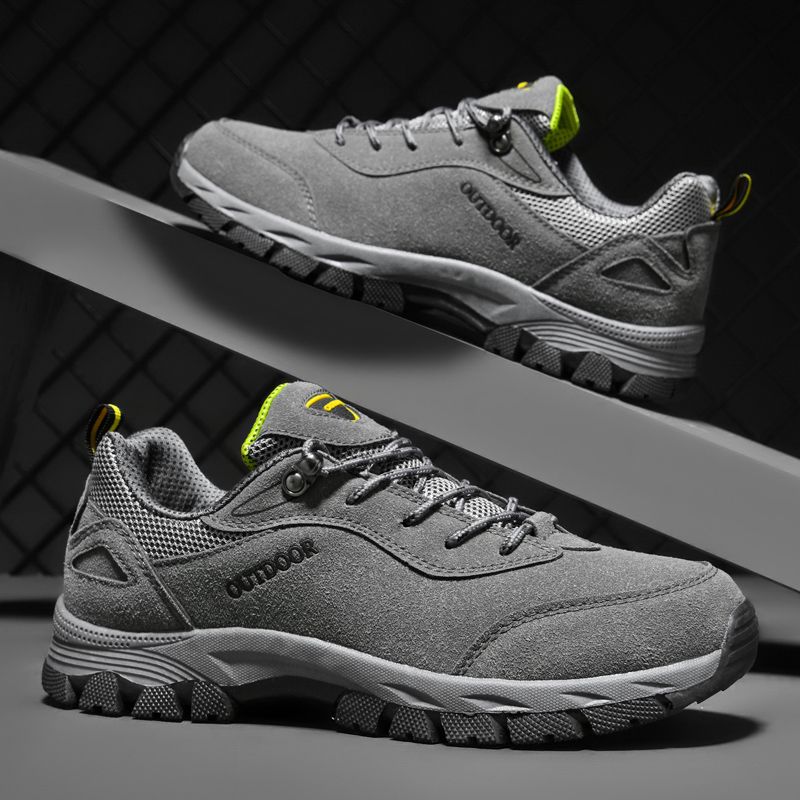 New Arrival Hiking Shoes Men Sneakers EUR Size 39-49 Outdoor Mountain Climbing Shoes High Quality Male Sport Trekking Sneakers Suede Leather Combat Desert Training Shoes Wear-resistant Work Sneakers Grey