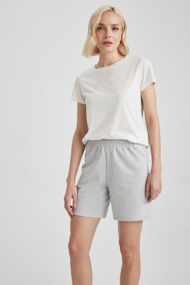 Woman Regular Fit Knitted Bermuda - Grey