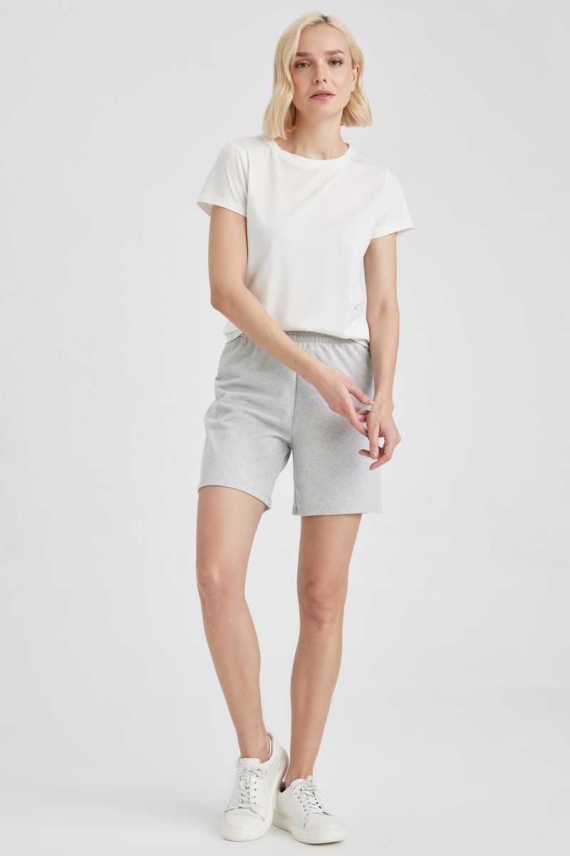 Woman Regular Fit Knitted Bermuda - Grey