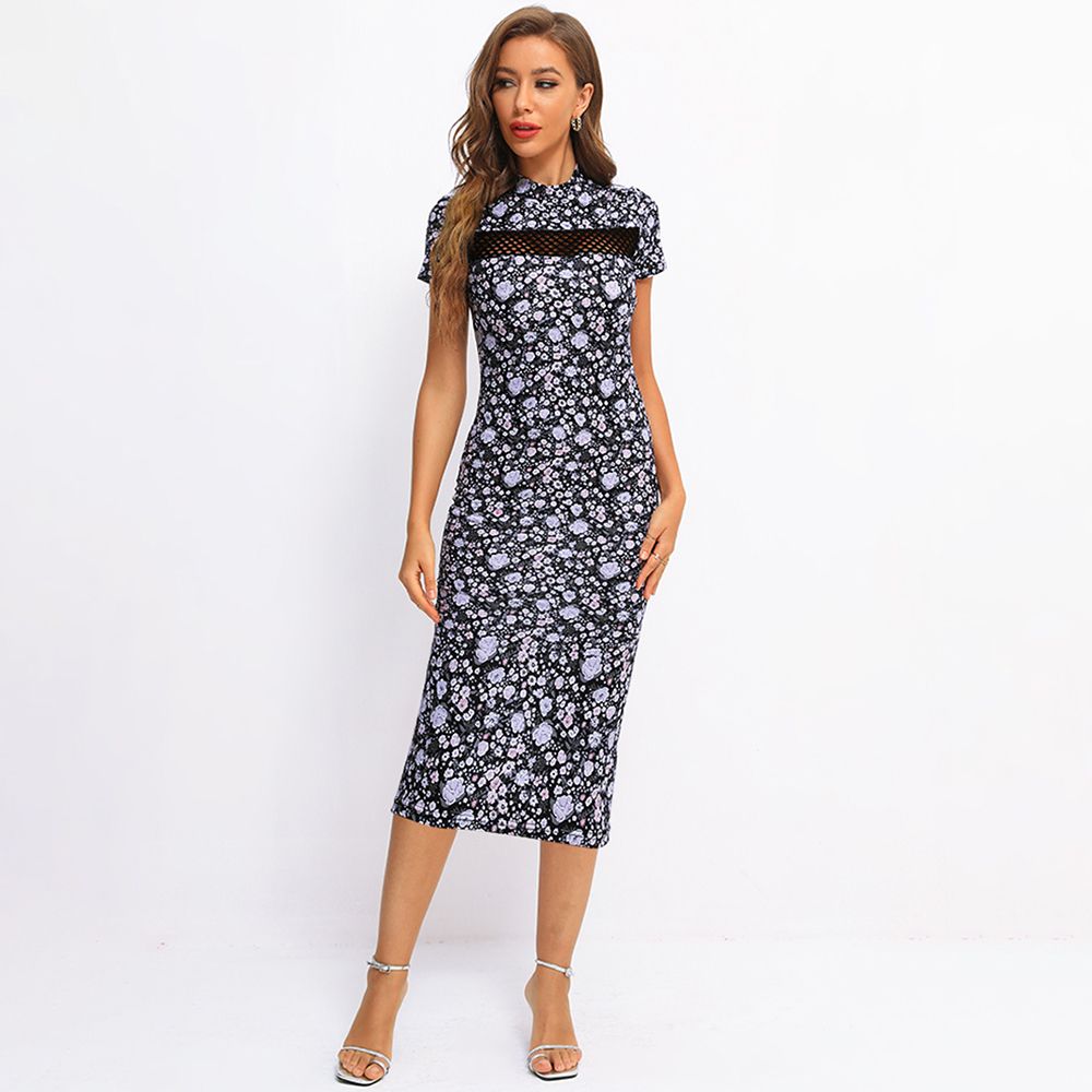 Fridayin Women Slim O Neck Sexy Bodycon Midi-length  Dress