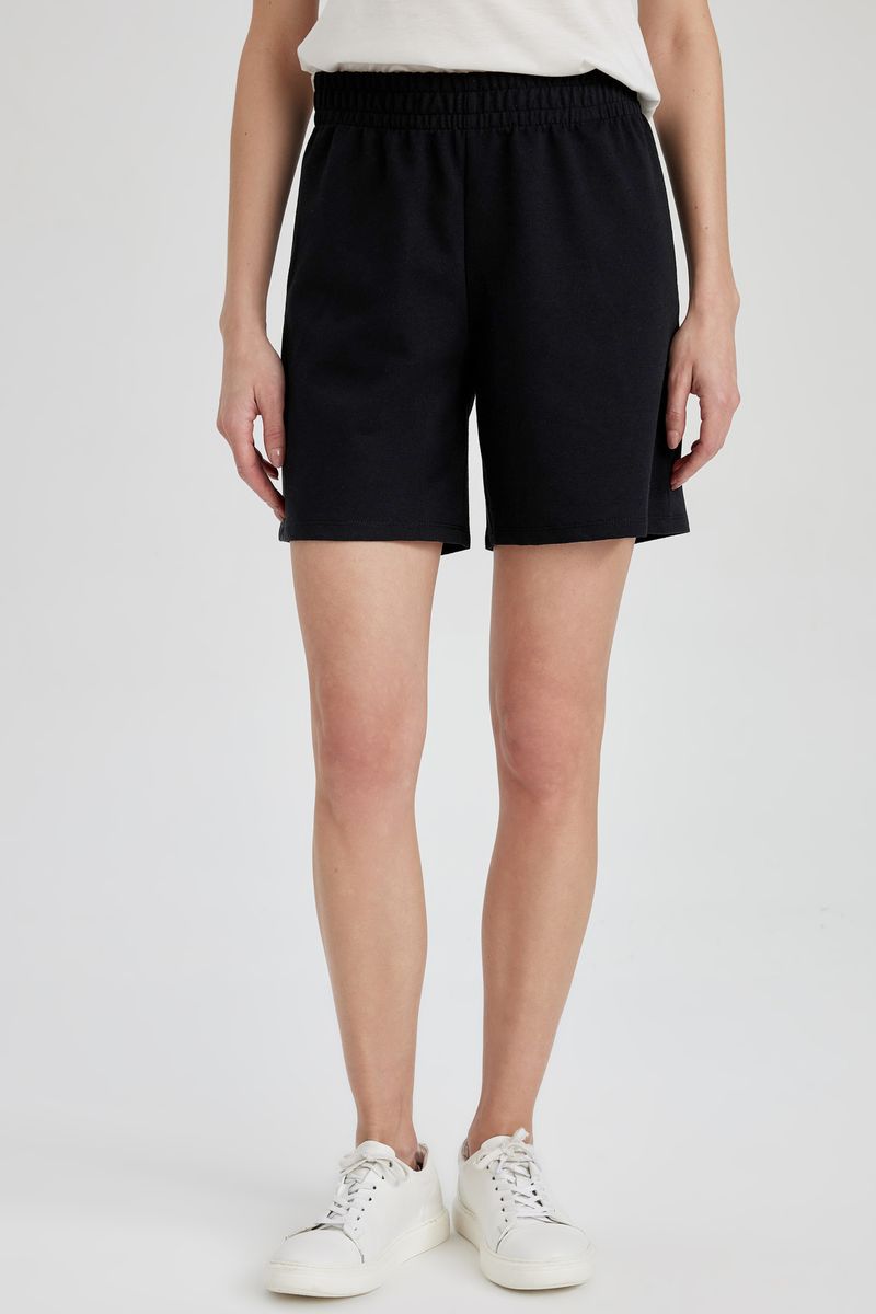 Woman Regular Fit Knitted Bermuda - Black