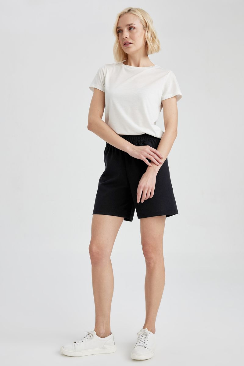Woman Regular Fit Knitted Bermuda - Black