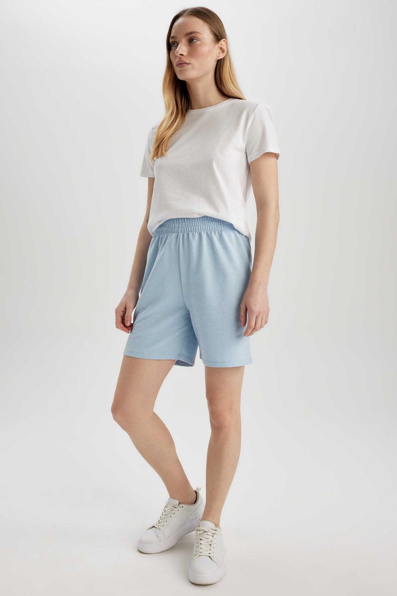 Woman Regular Fit Knitted Bermuda - Blue