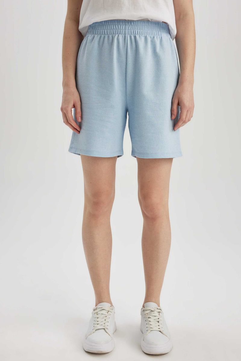 Woman Regular Fit Knitted Bermuda - Blue