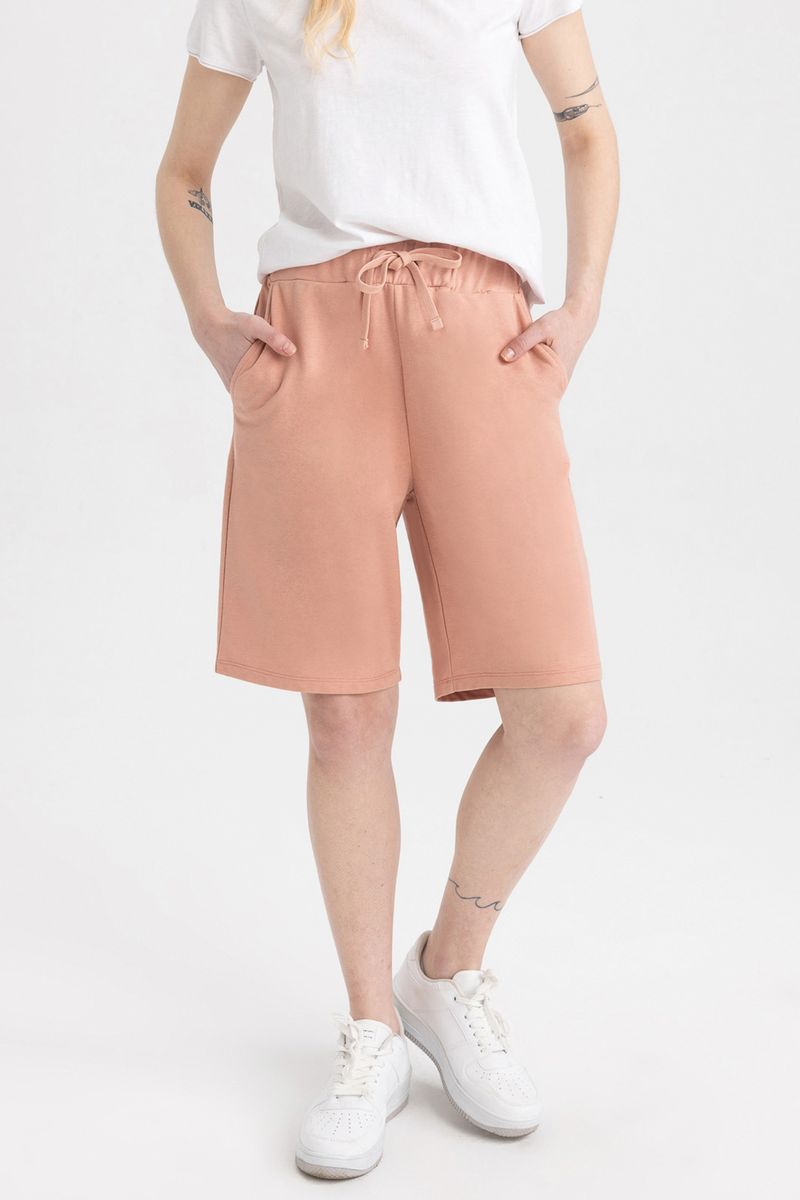 Woman Regular Fit Knitted Bermuda - Pink