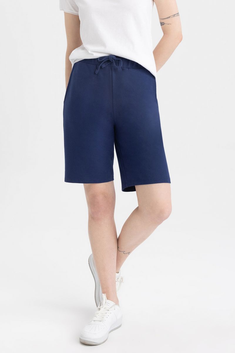 Woman Regular Fit Knitted Bermuda - Navy