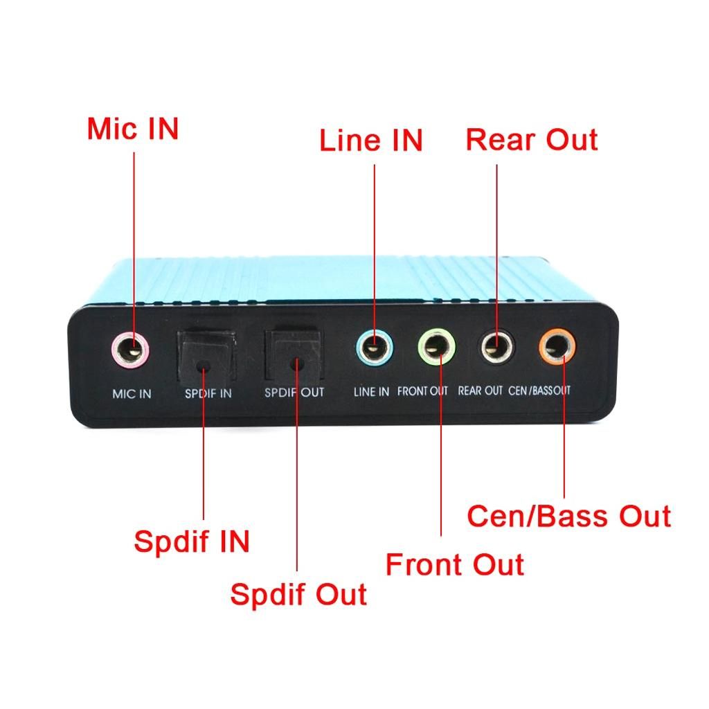 USB 6 Channels 5.1 Audio External Optical Sound-Card Adapter For