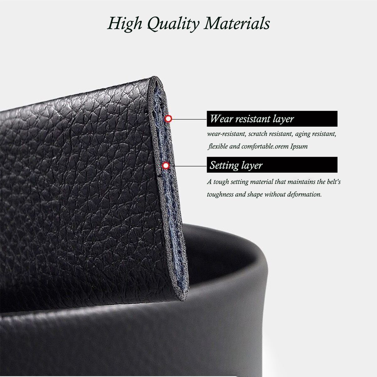 2 Pieces  Leather Automatic Buckle Belt - Black And Golden