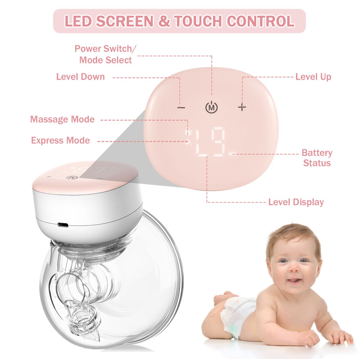 P3 Wearable Electric Breast Pump 240ml,24mm Shield