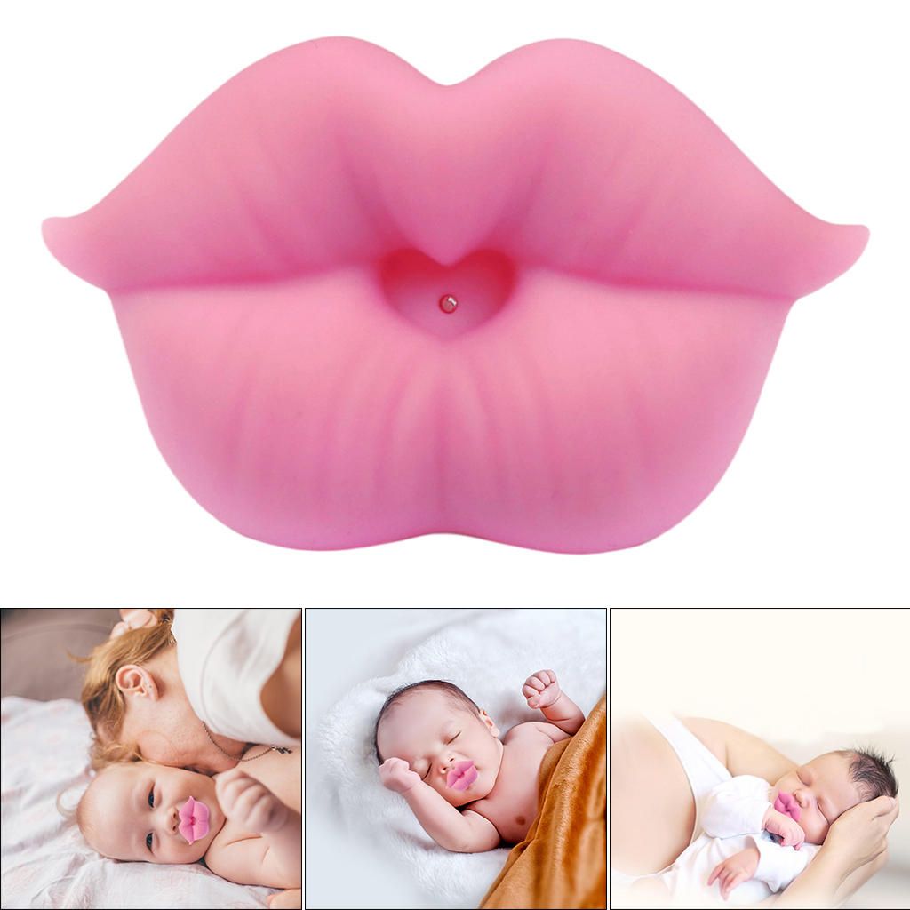 2Pieces Soft  Pacifiers Lip Shaped  Teether Pink