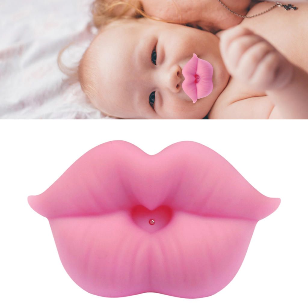 2Pieces Soft  Pacifiers Lip Shaped  Teether Pink