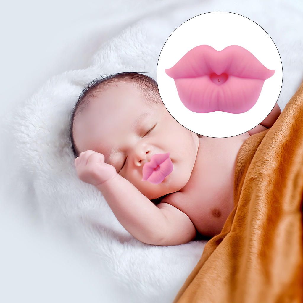 2Pieces Soft  Pacifiers Lip Shaped  Teether Pink