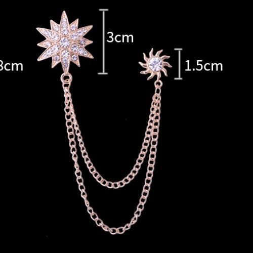 Men' Chain's Diamond Star Brooch Pin For Suite