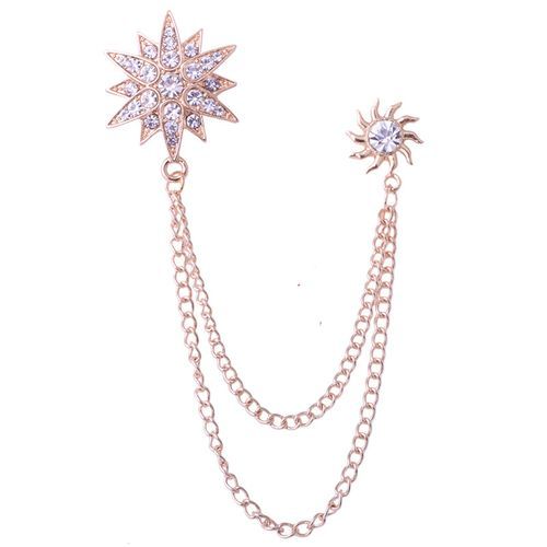 Men' Chain's Diamond Star Brooch Pin For Suite