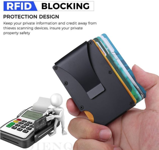 Men's Money Clips，Carbon Fiber Wallet Card Holder - Black