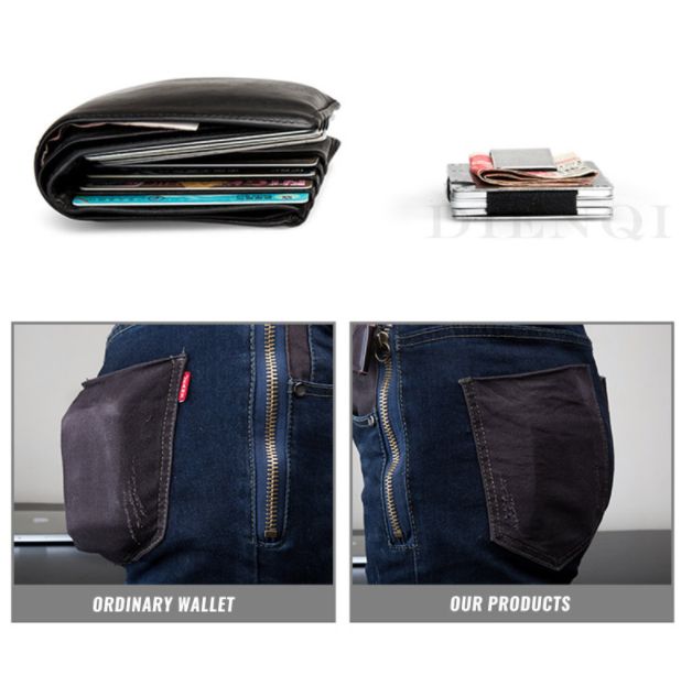 Men's Money Clips，Carbon Fiber Wallet Card Holder - Black