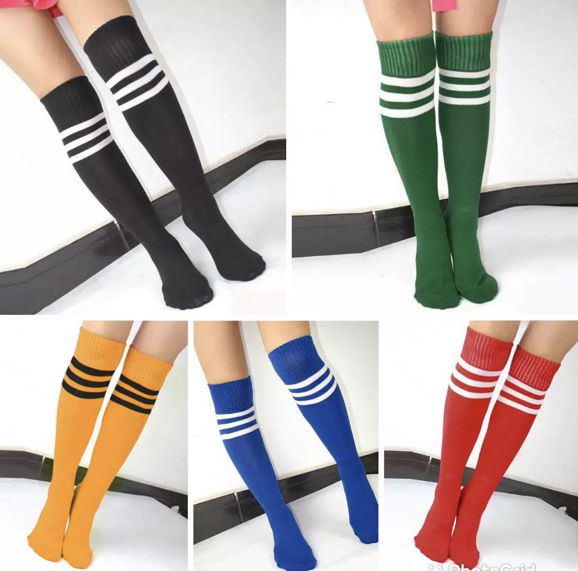 5 PAIRS KNEE HIGH SOCCER FOOTBALL SOCKS UNISEX