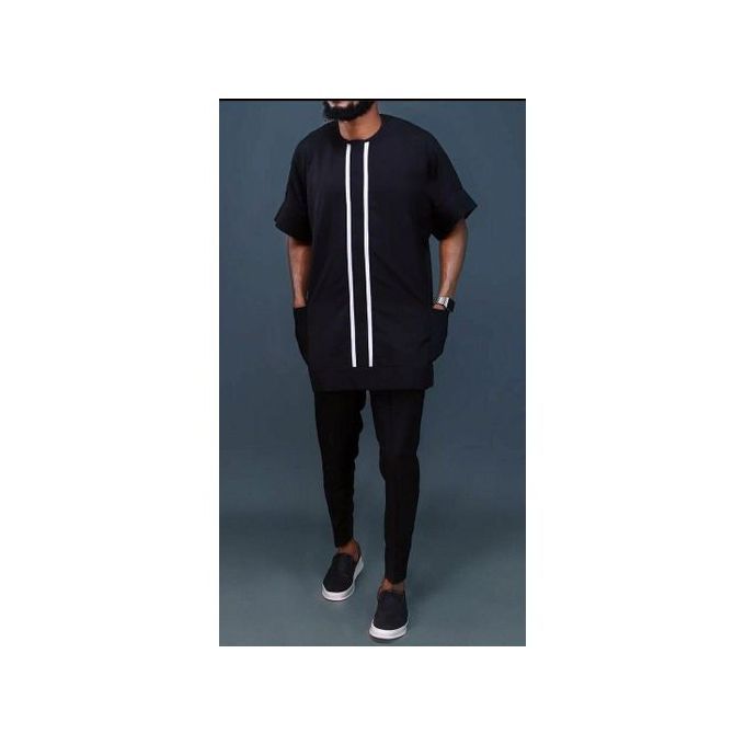 Men Native Wear Black & White Stribe
