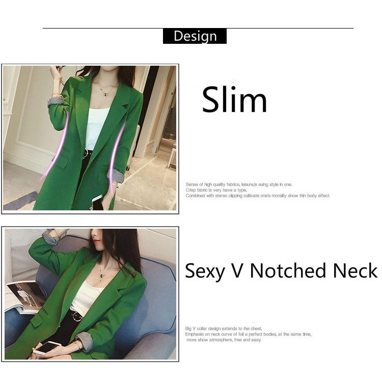 Women Long Blazer Jacket Office OL Work Formal Suit Coat