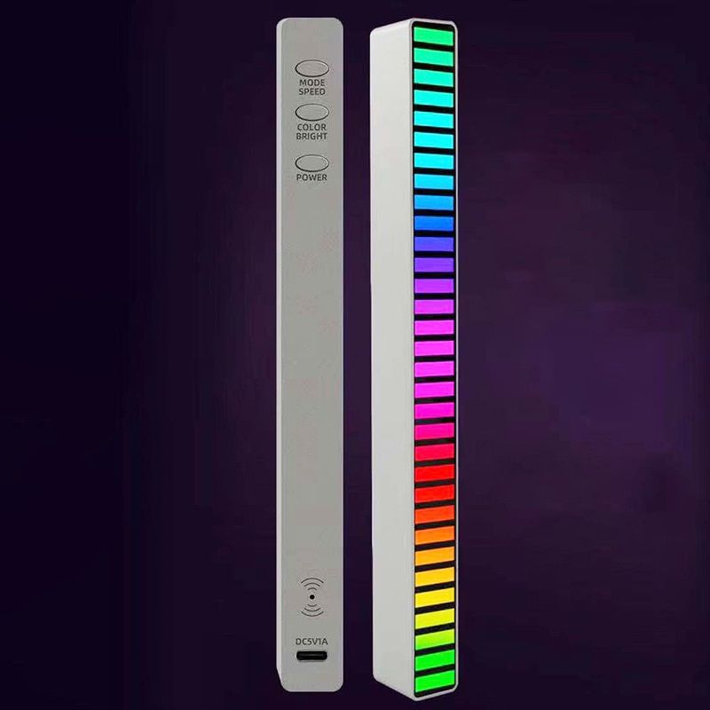 Smart LED Strip RGB Voice-Activated Music Rhythm Ambient Light 32 LED ColorfulCar Sound Control Light Home Decoration Lamp-2---